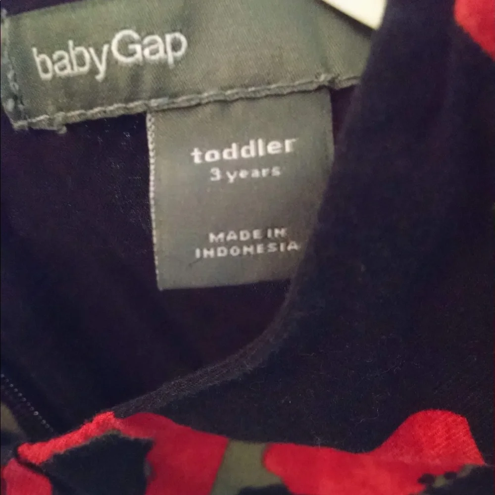 Baby Gap Red And Olive Floral Cotton Dress Size 3T